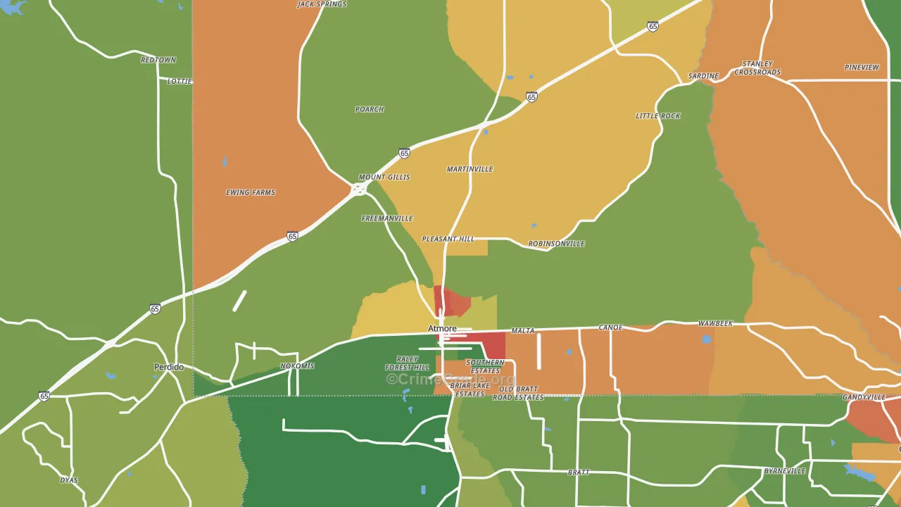 Atmore, AL Map of Theft Rates