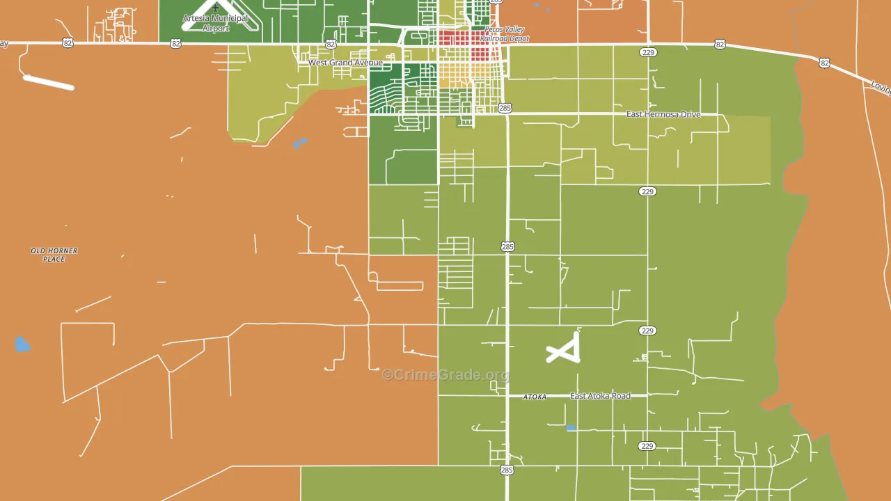 Atoka, NM Map of Theft Rates
