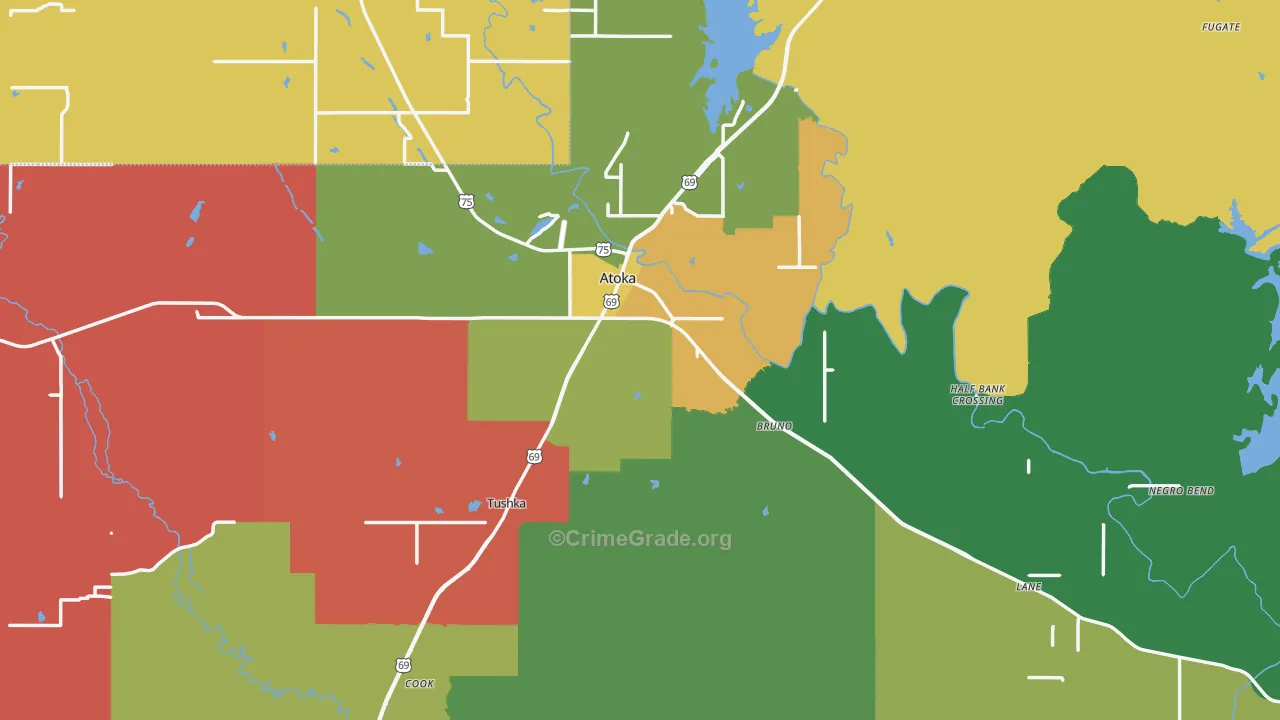 Atoka, OK Map of Theft Rates