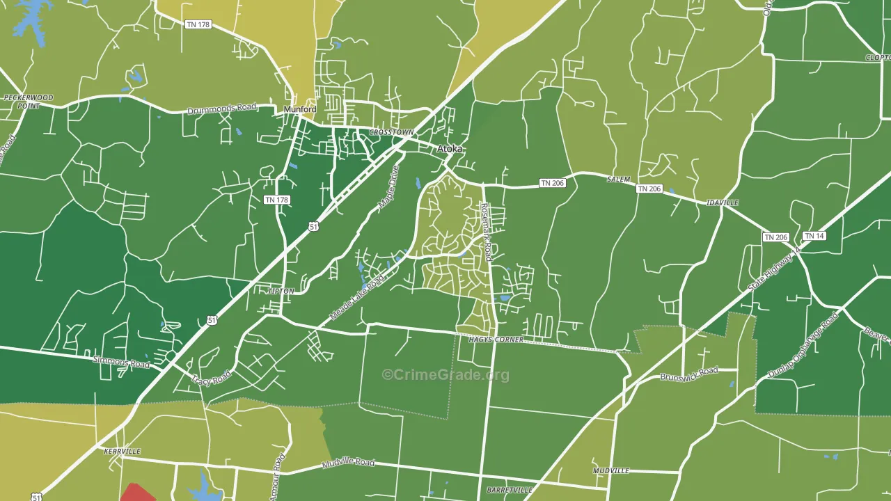 Atoka, TN Map of Theft Rates