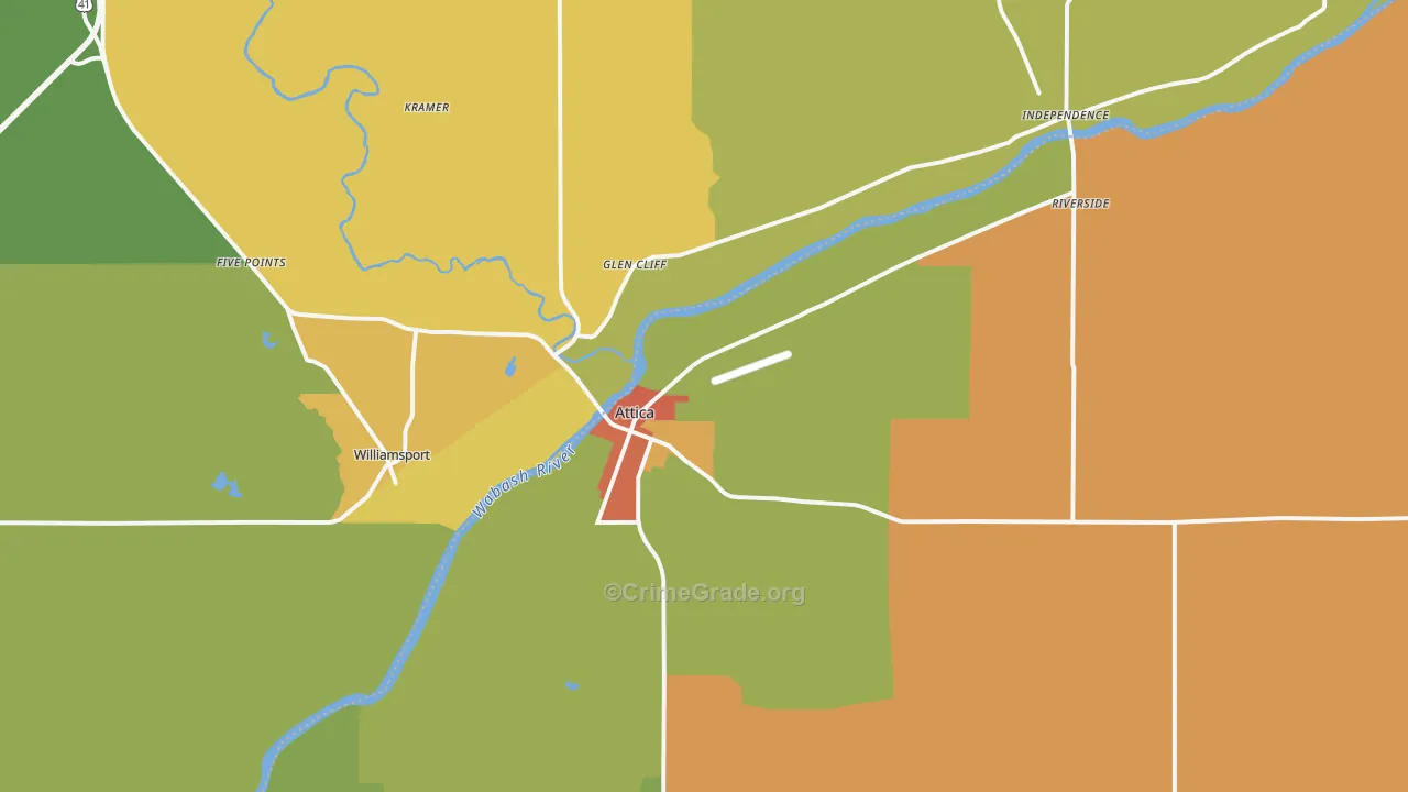 Attica, IN Map of Theft Rates