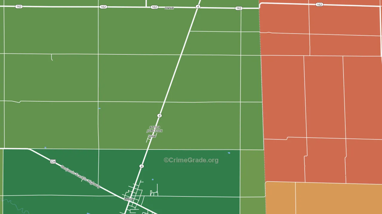 Attica Junction, OH Map of Theft Rates