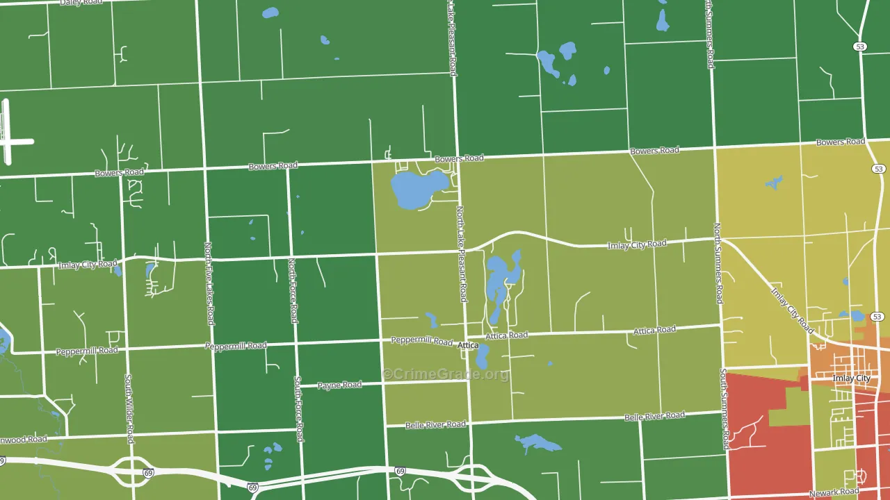 Attica, MI Map of Theft Rates