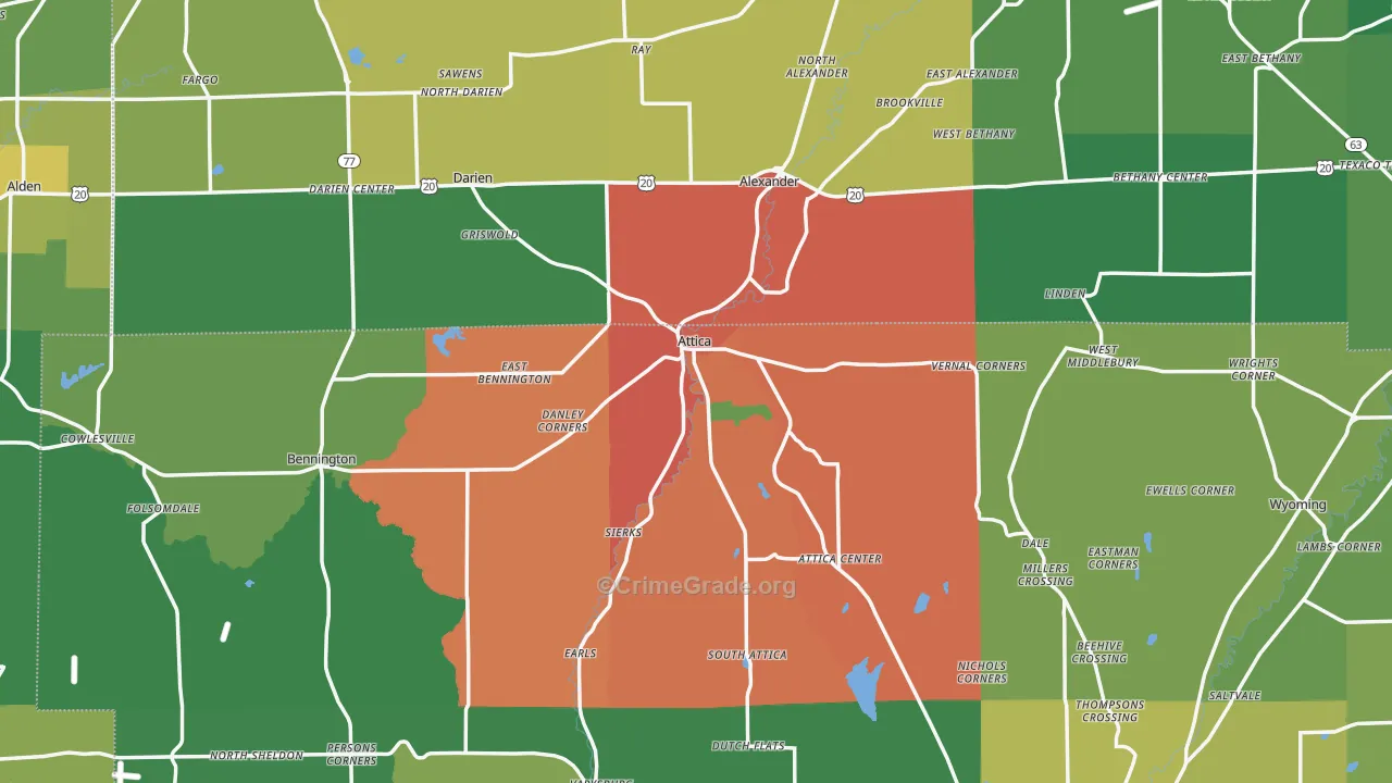 Attica, NY Map of Theft Rates
