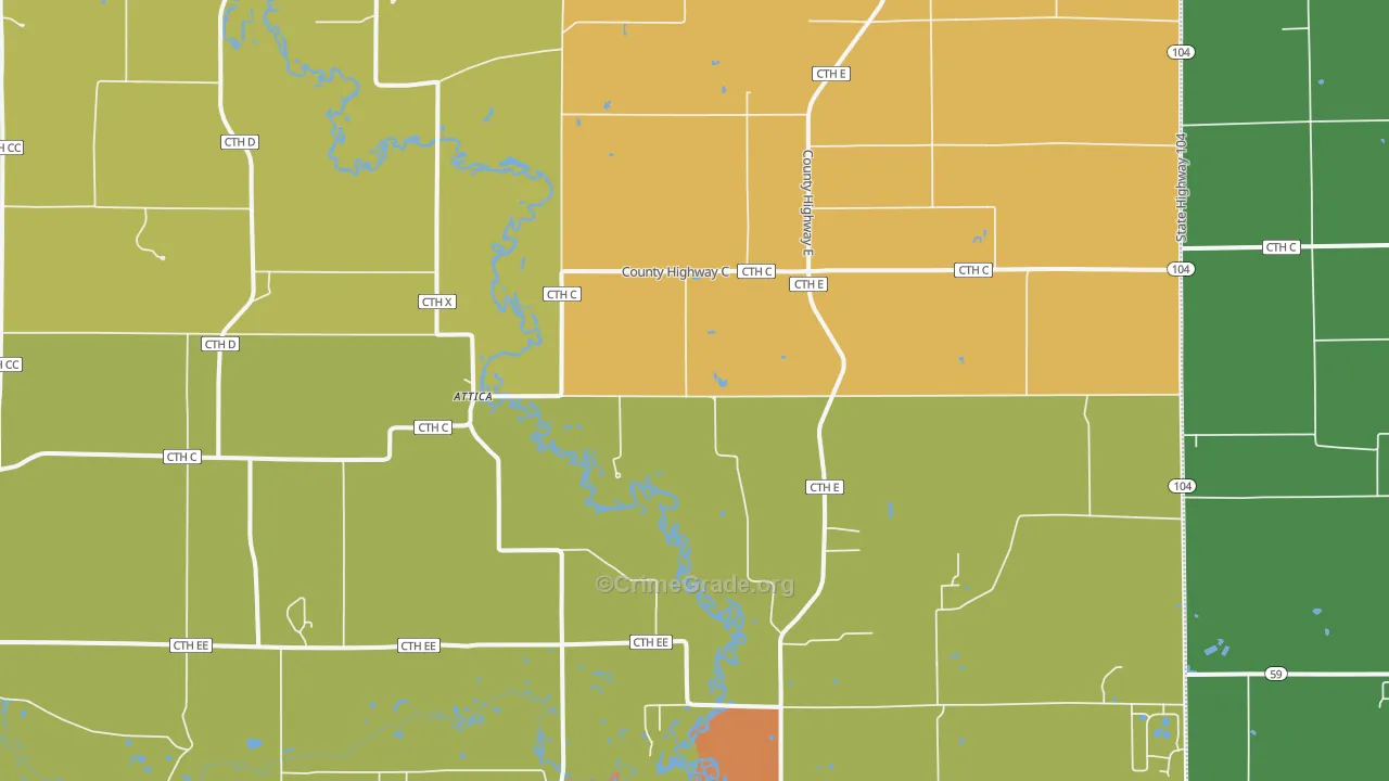 Attica, WI Map of Theft Rates