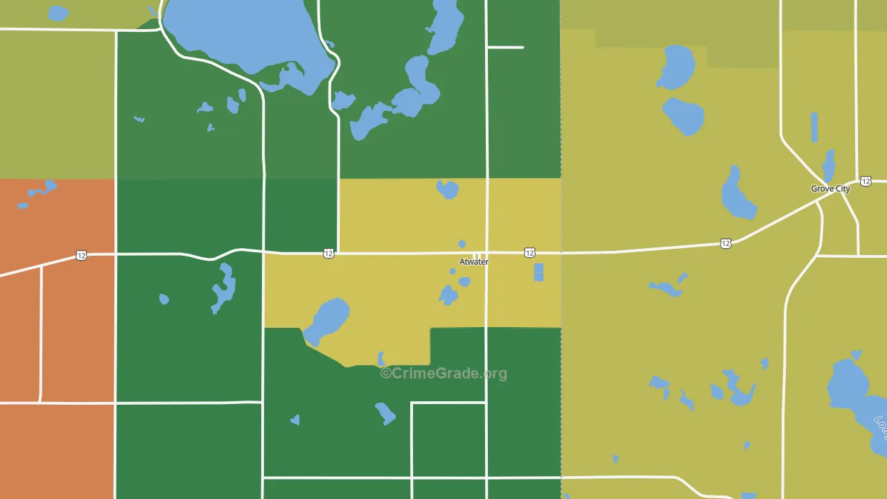 Atwater, MN Map of Theft Rates