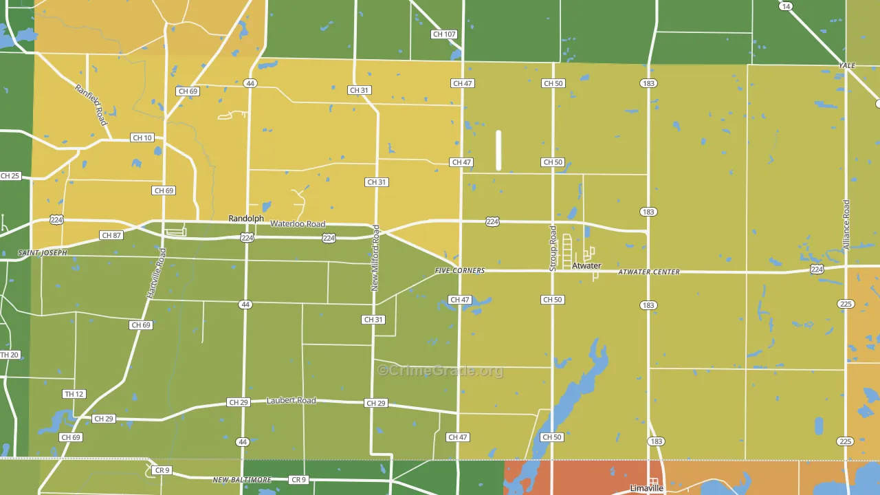 Atwater, OH Map of Theft Rates
