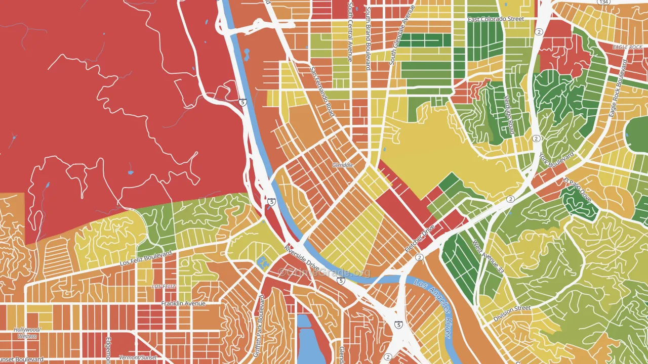 Atwater Village, Los Angeles, CA Map of Theft Rates