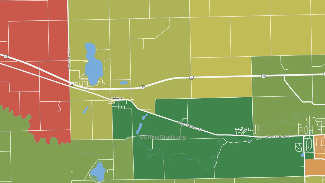 Atwood, IN Map of Theft Rates