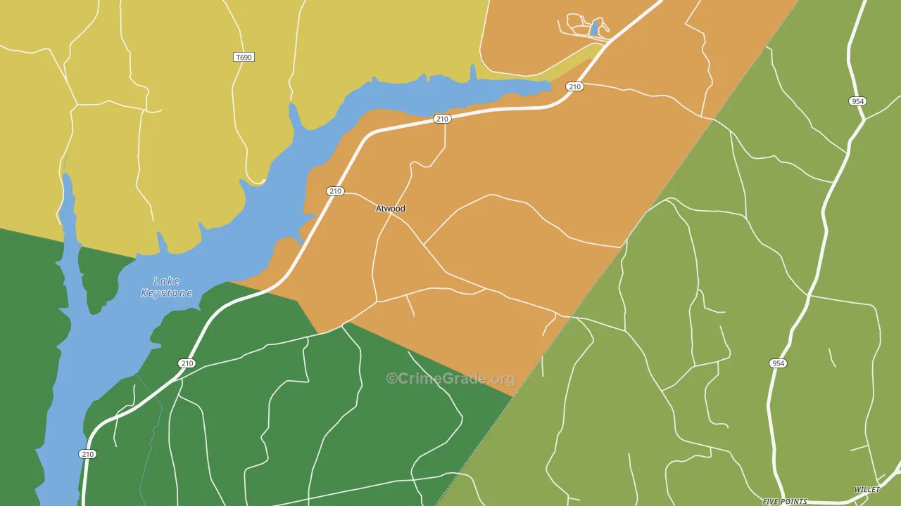 Atwood, PA Map of Theft Rates