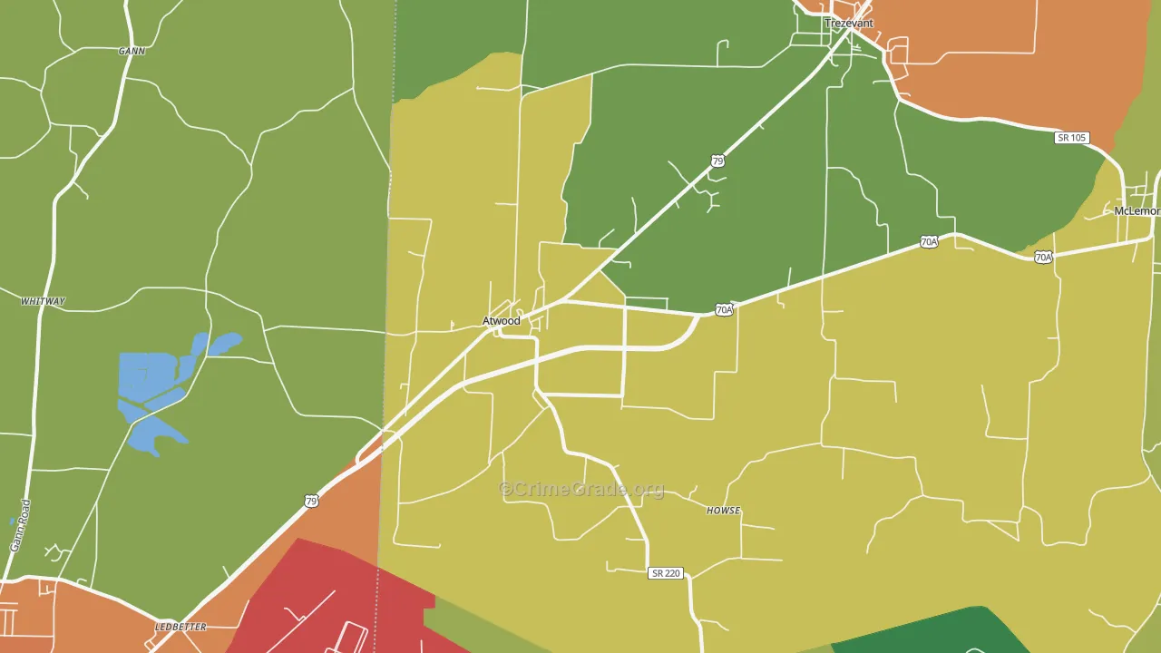 Atwood, TN Map of Theft Rates