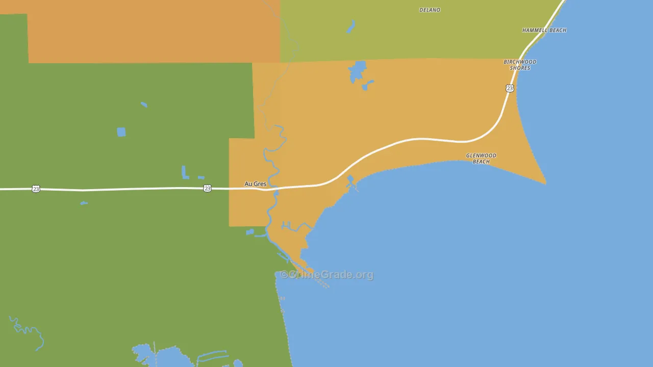 Au Gres, MI Map of Theft Rates