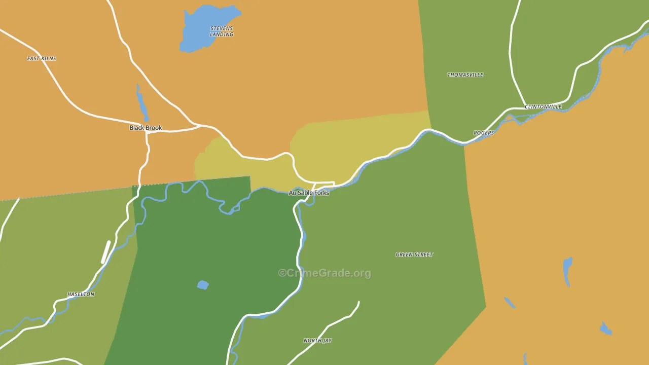 Au Sable Forks, NY Map of Theft Rates
