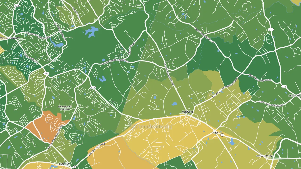 Auburn, GA Map of Theft Rates