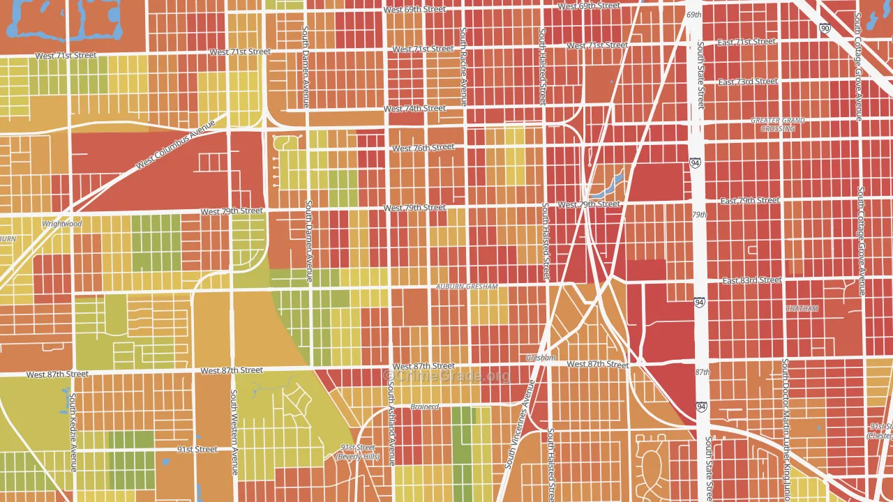 Auburn Gresham, Chicago, IL Map of Theft Rates