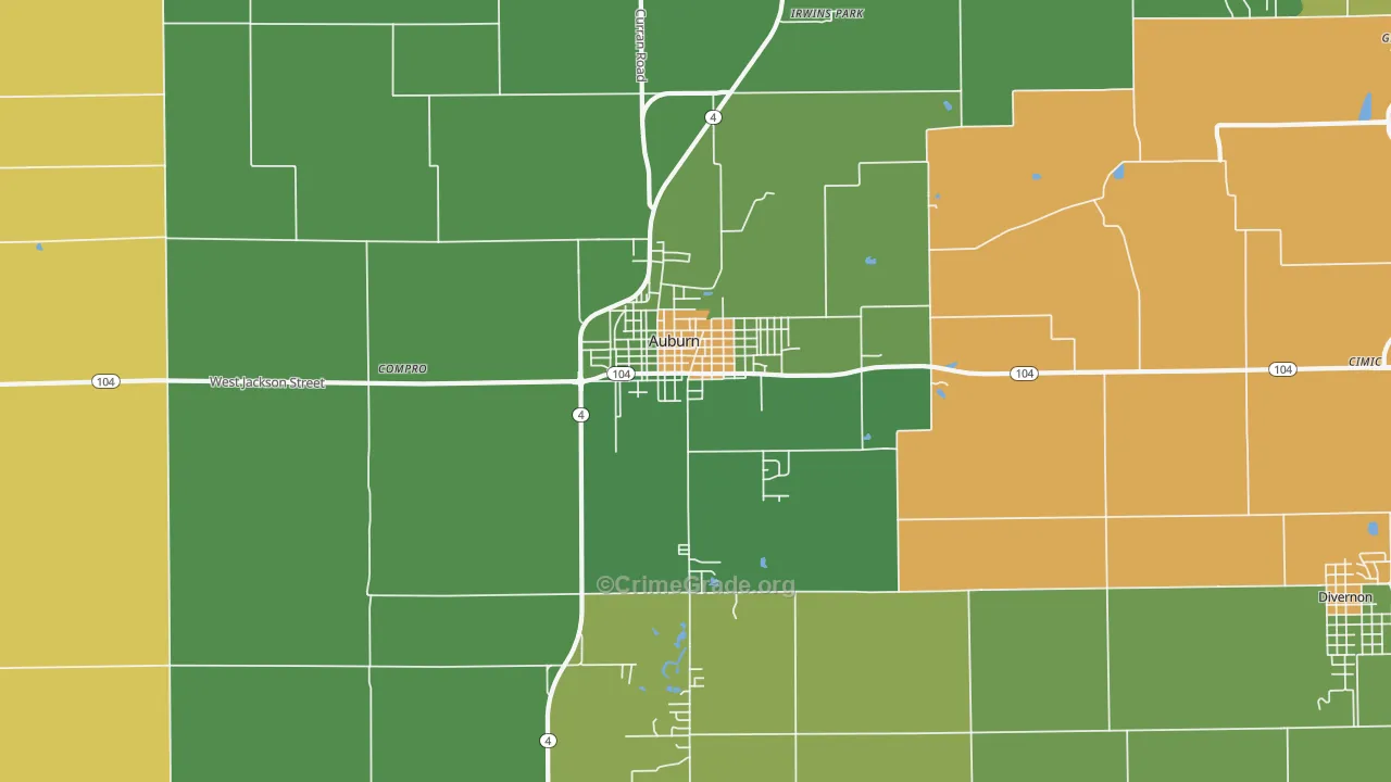 Auburn, IL Map of Theft Rates