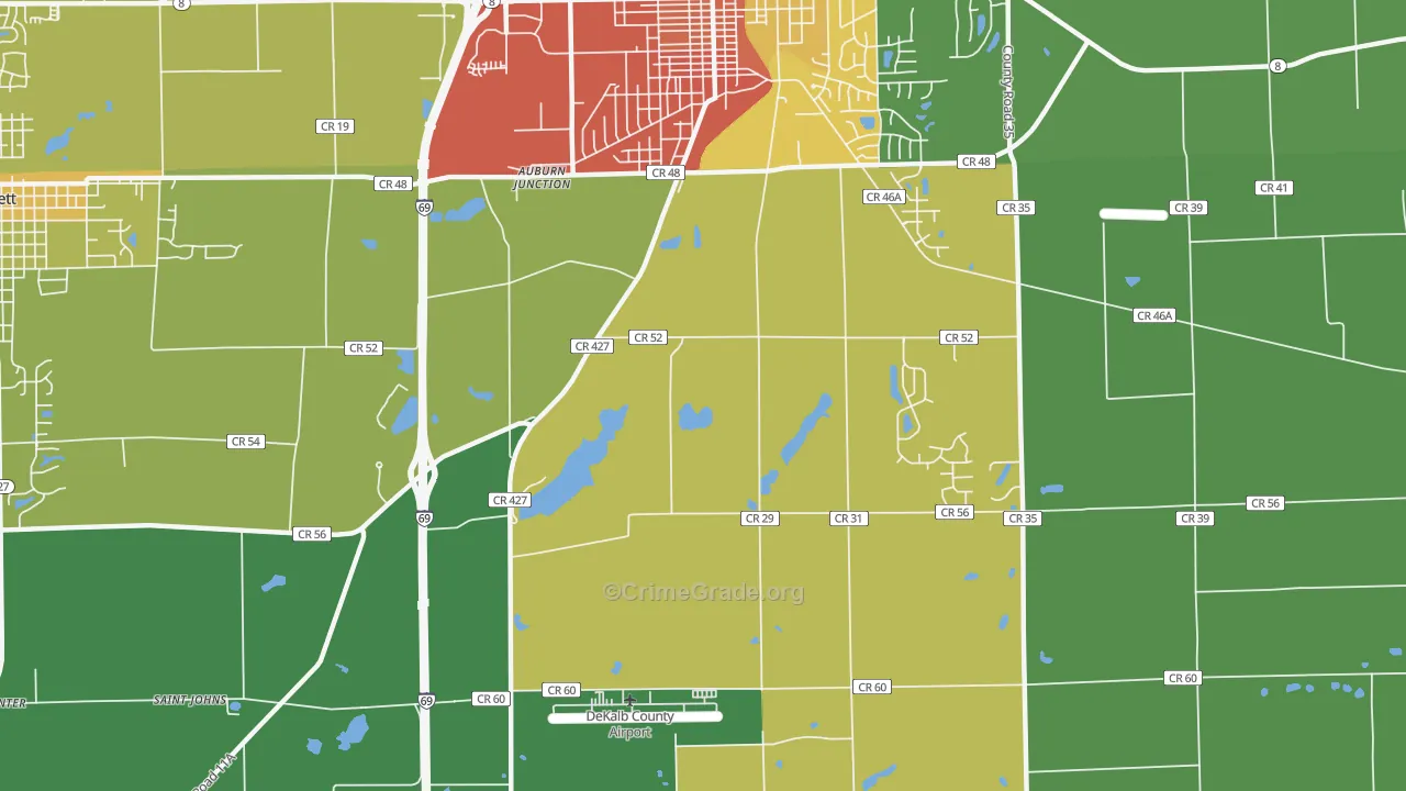 Auburn Junction, IN Map of Theft Rates