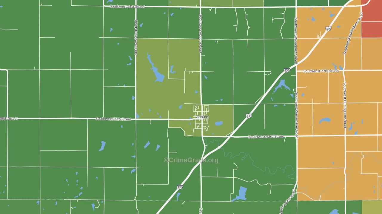 Auburn, KS Map of Theft Rates