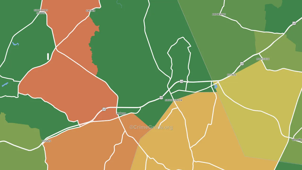 Auburn, KY Map of Theft Rates