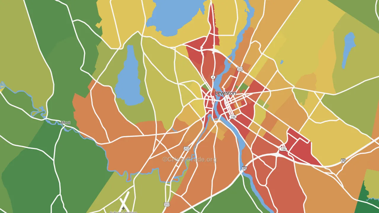 Auburn, ME Map of Theft Rates