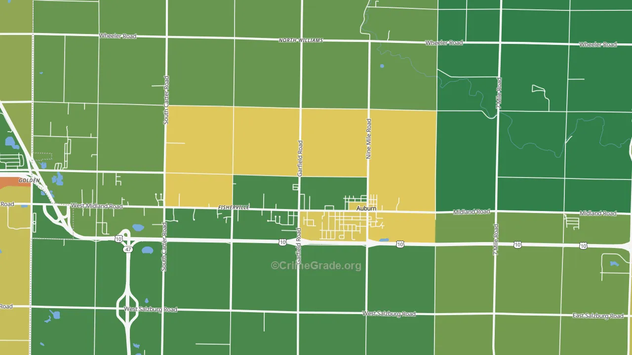 Auburn, MI Map of Theft Rates