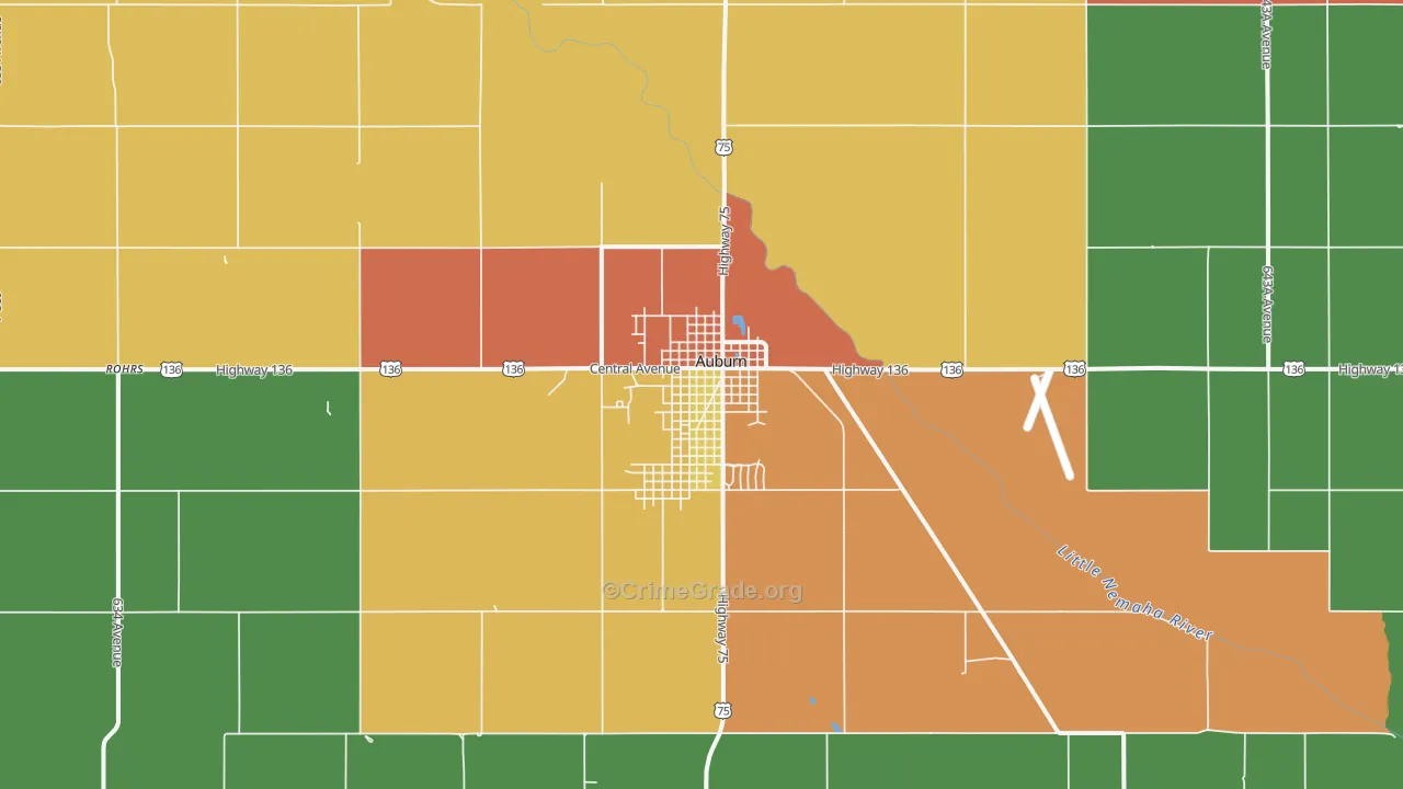 Auburn, NE Map of Theft Rates
