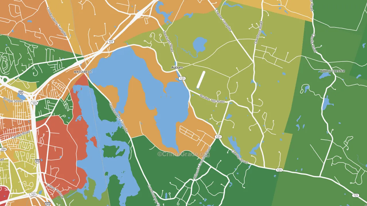 Auburn, NH Map of Theft Rates