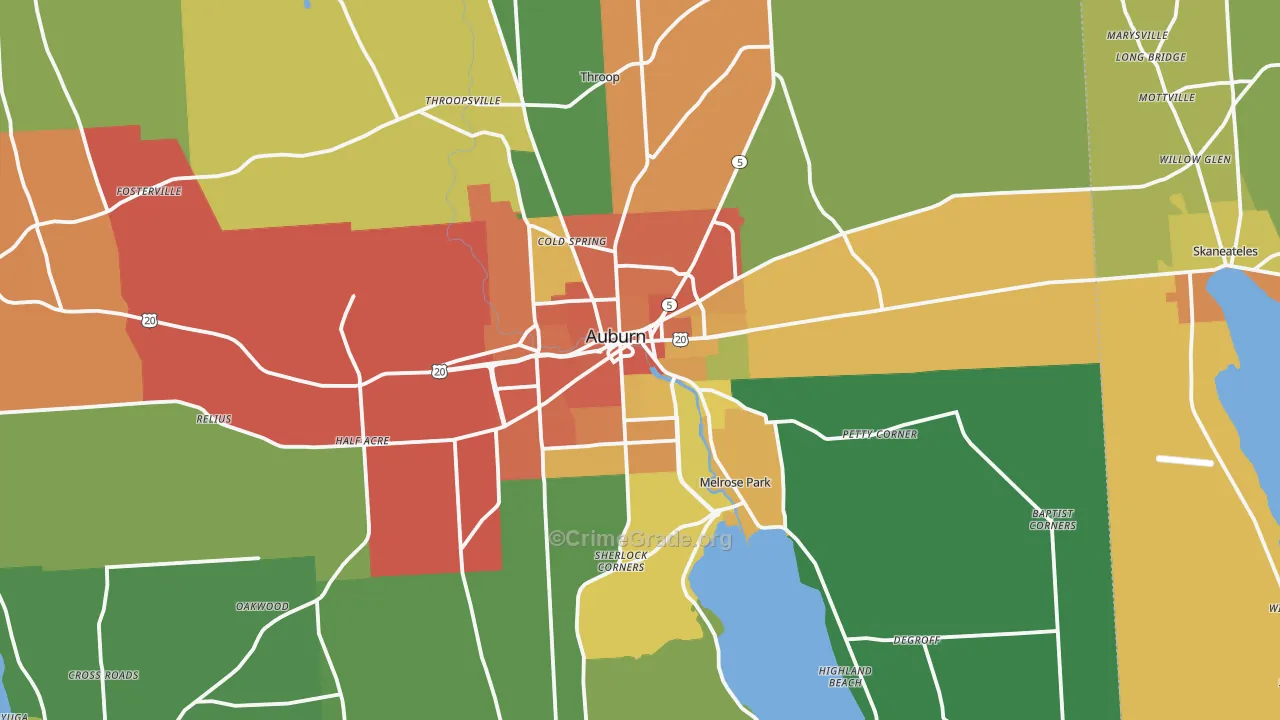 Auburn, NY Map of Theft Rates