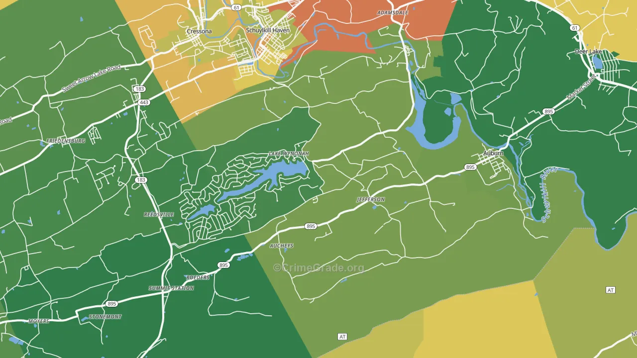 Auburn, PA Map of Theft Rates