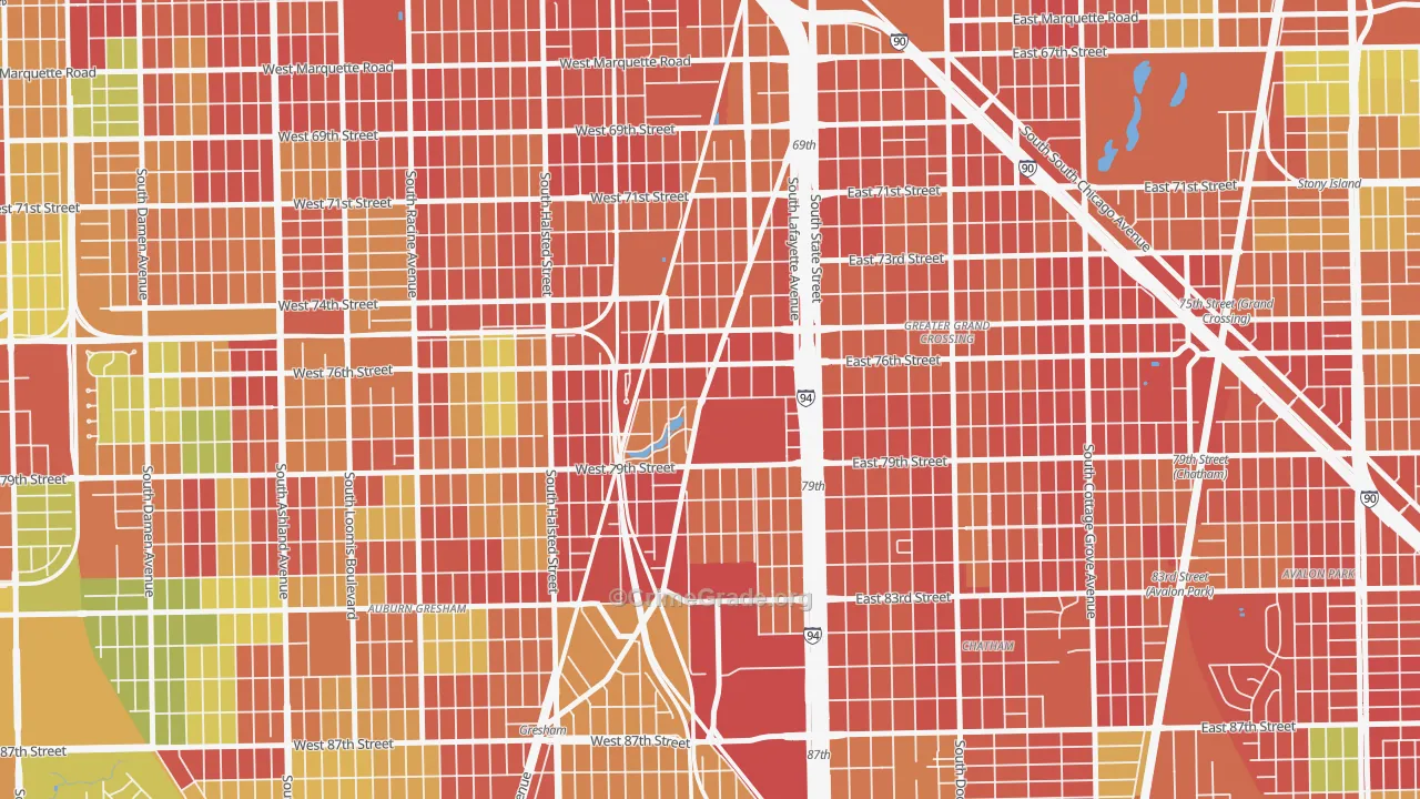 Auburn Park, Chicago, IL Map of Theft Rates