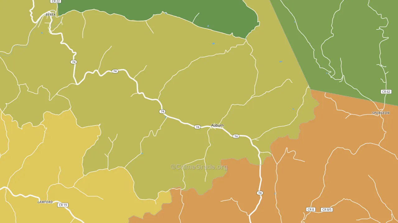 Auburn, WV Map of Theft Rates