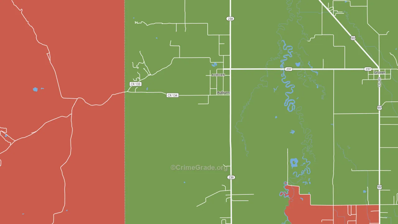 Auburn, WY Map of Theft Rates
