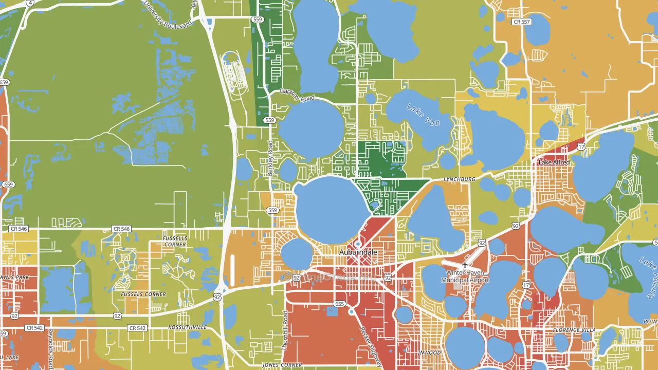 Auburndale, FL Map of Theft Rates