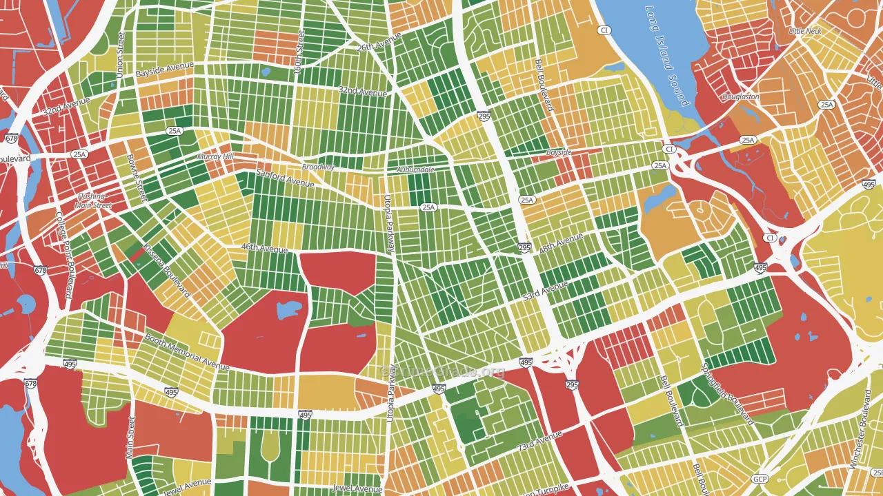 Auburndale, Queens, NY Map of Theft Rates
