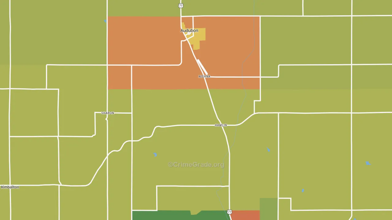 Audubon County, IA Map of Theft Rates