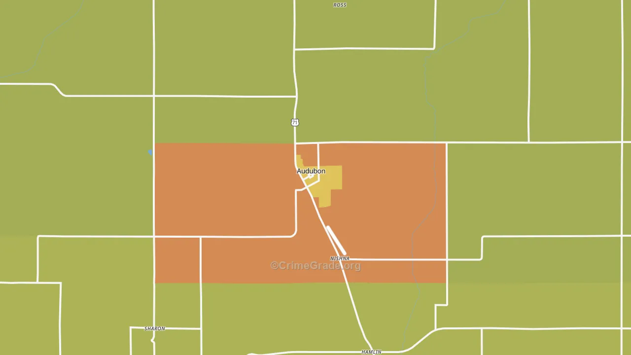 Audubon, IA Map of Theft Rates