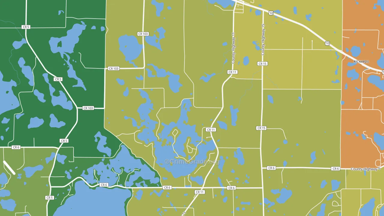 Audubon, MN Map of Theft Rates