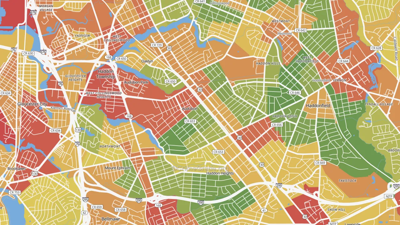 Audubon, NJ Map of Theft Rates