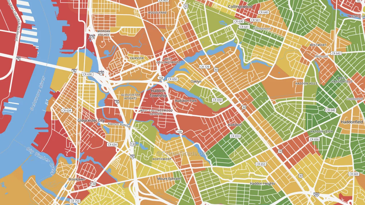 Audubon Park, NJ Map of Theft Rates