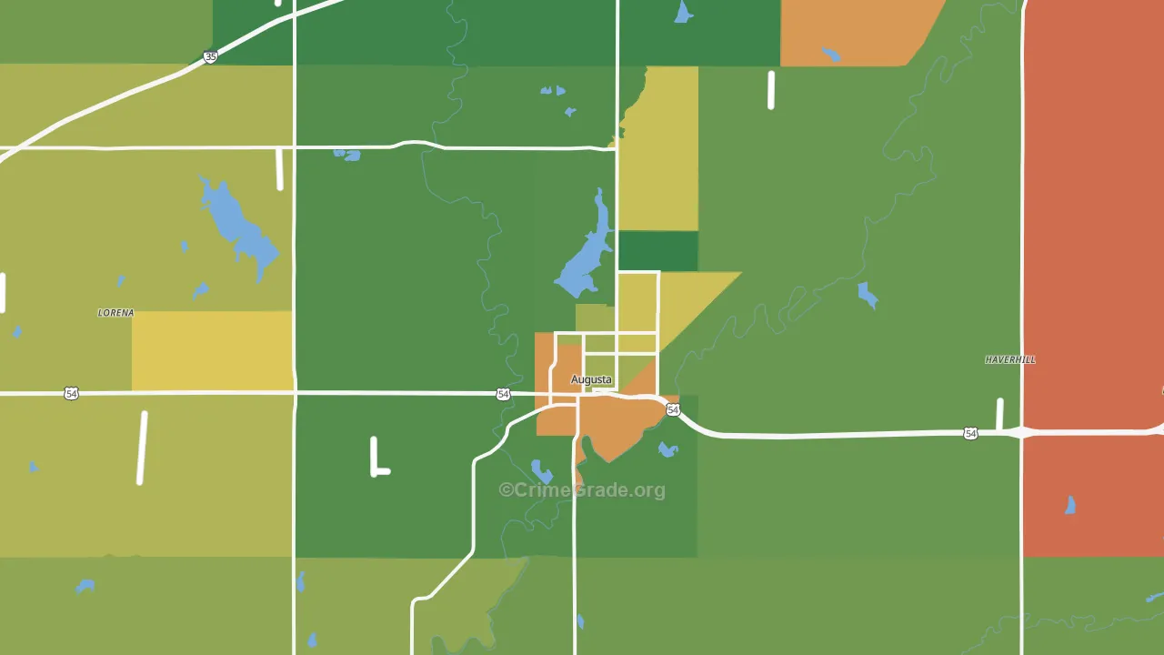 Augusta, KS Map of Theft Rates