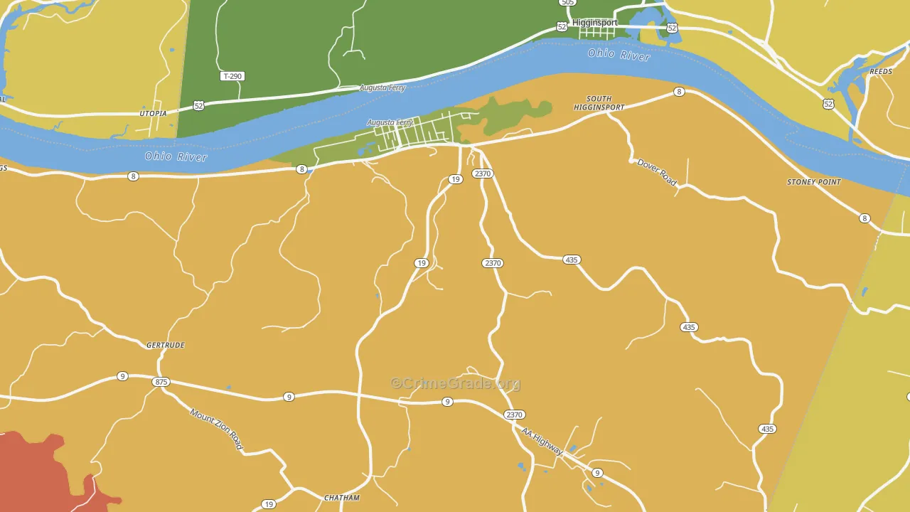Augusta, KY Map of Theft Rates