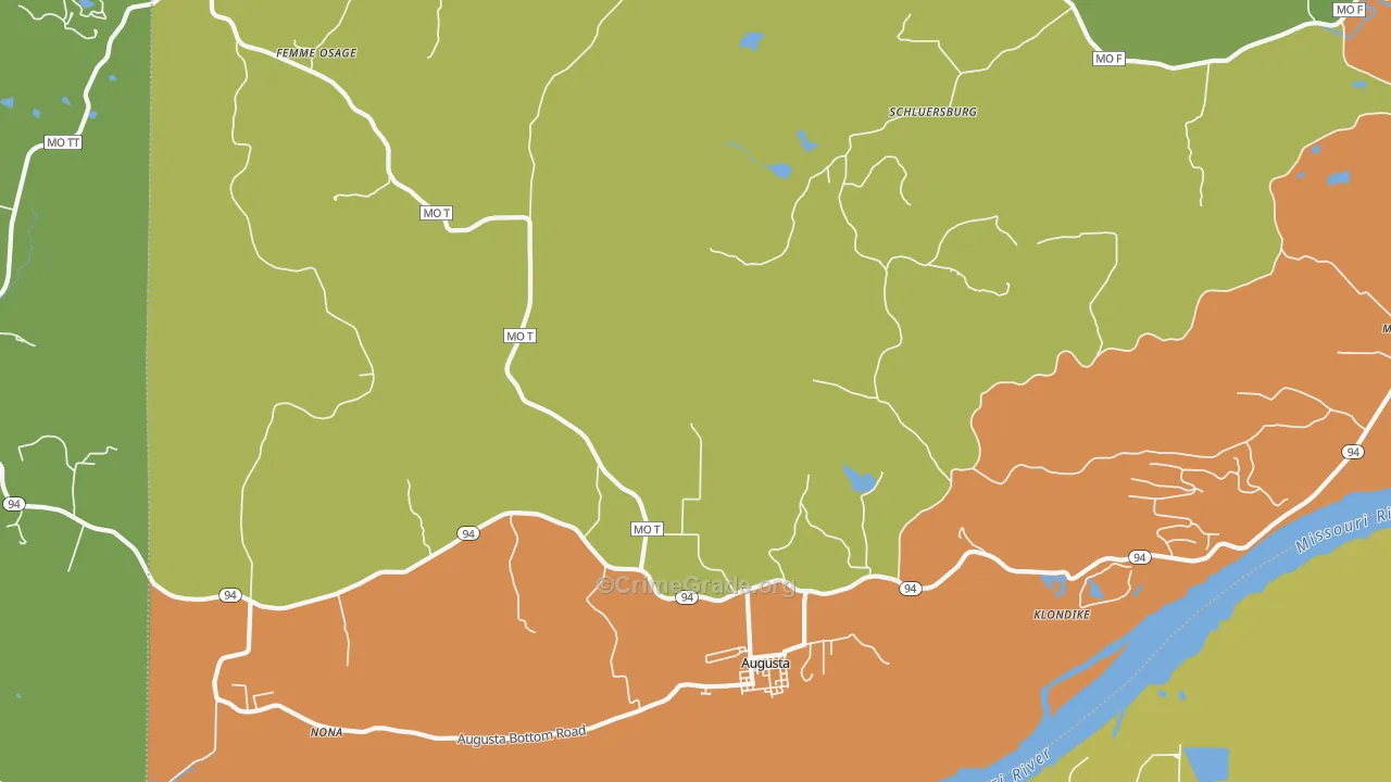 Augusta, MO Map of Theft Rates
