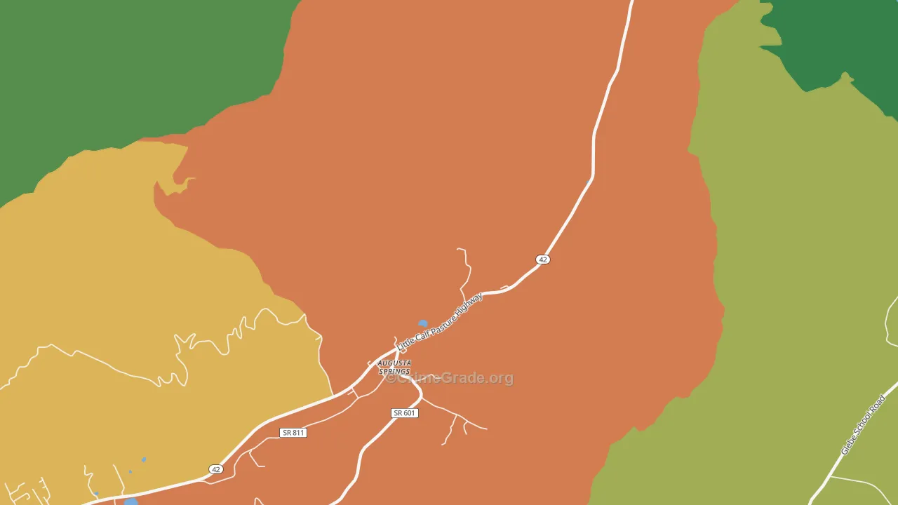 Augusta Springs, VA Map of Theft Rates