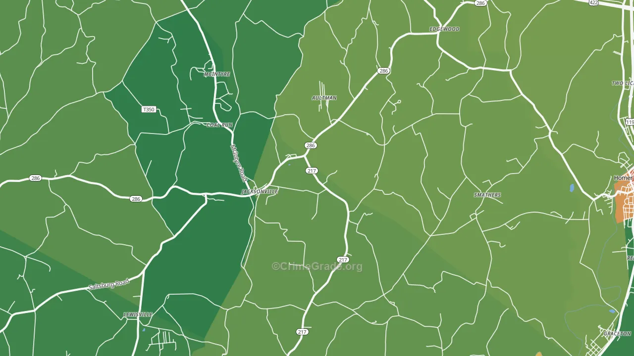 Aultman, PA Map of Theft Rates
