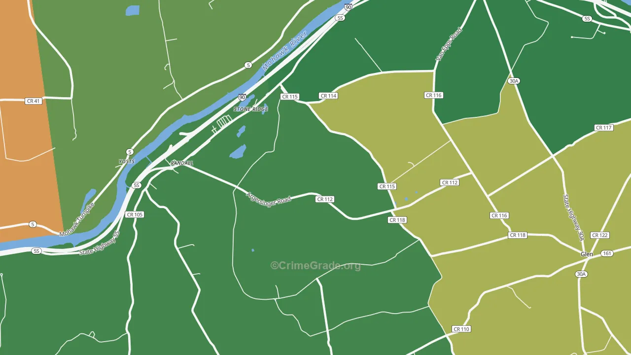 Auriesville, NY Map of Theft Rates