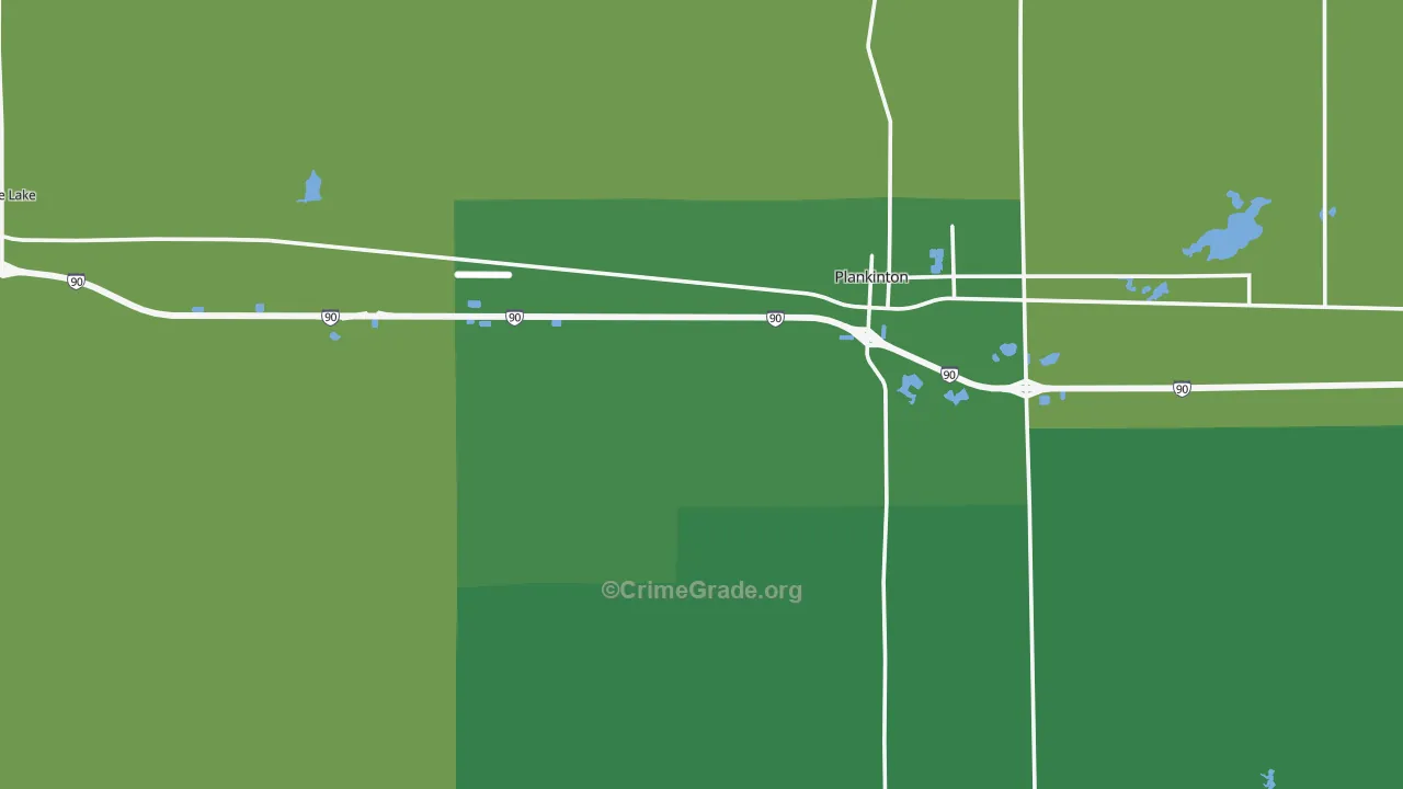 Aurora County, SD Map of Theft Rates