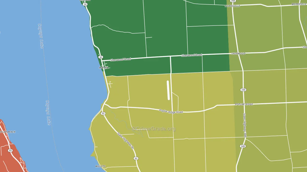 Aurora, NY Map of Theft Rates