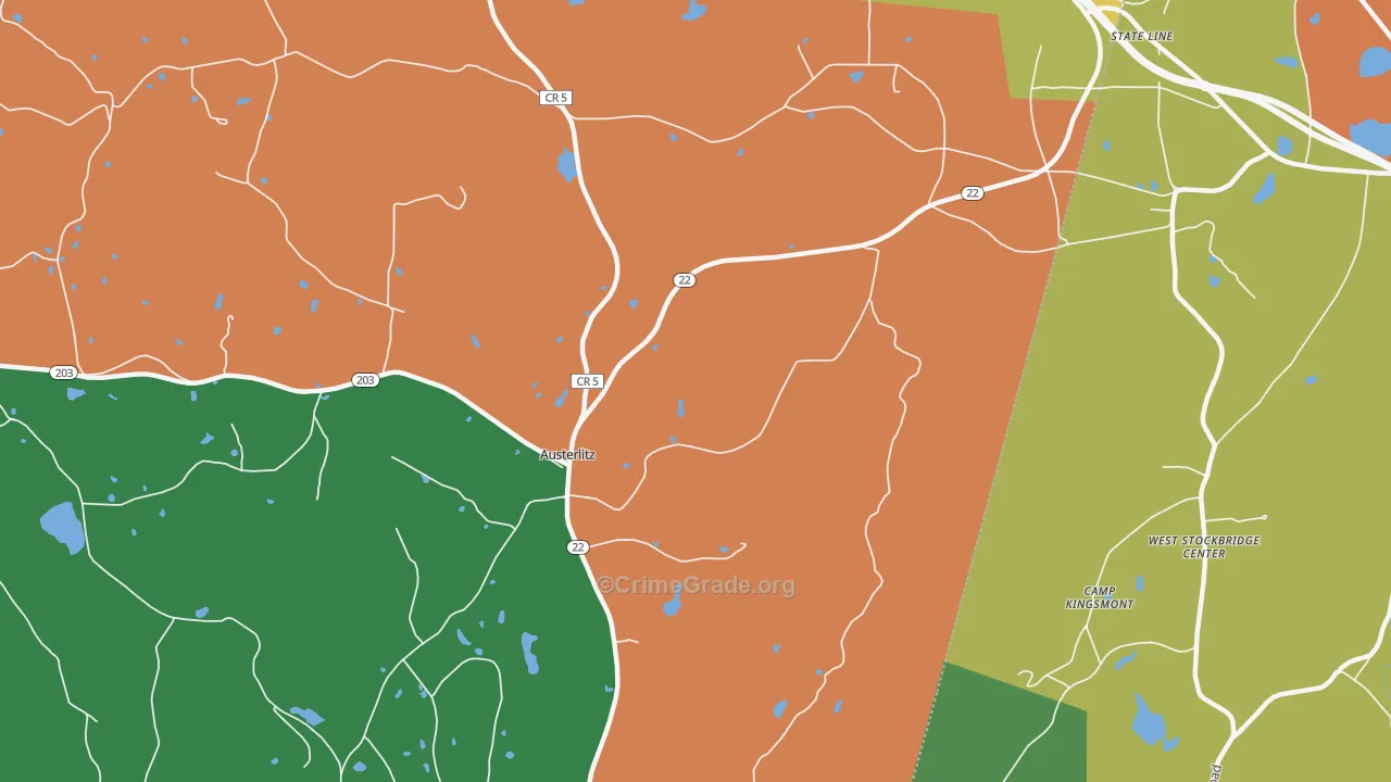 Austerlitz, NY Map of Theft Rates