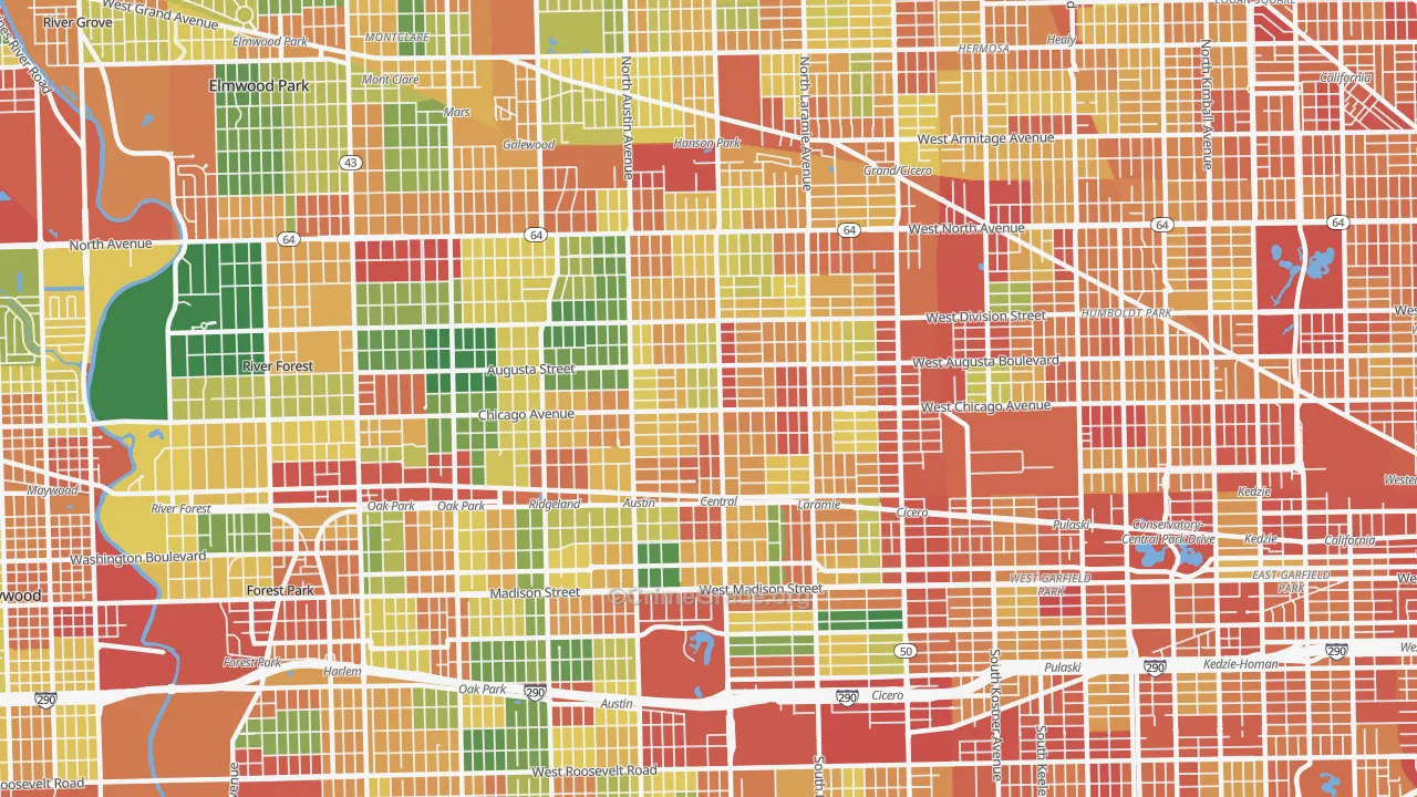 Austin, Chicago, IL Map of Theft Rates