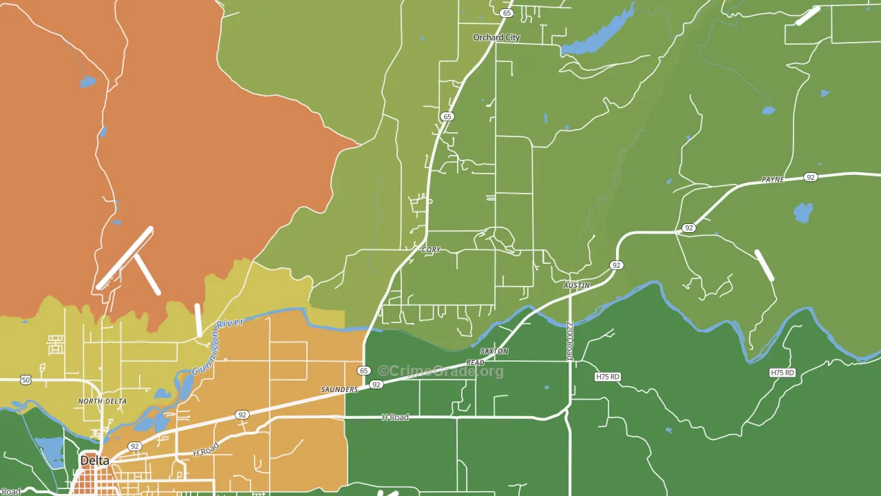 Austin, CO Map of Theft Rates